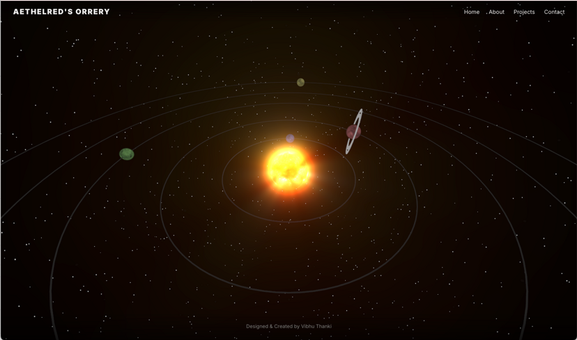 Aethelred's Orrery: Interactive 3D Website project screenshot