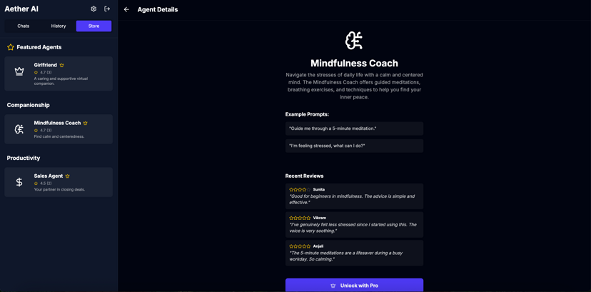 Aether AI: Voice-to-Voice AI Agents project screenshot